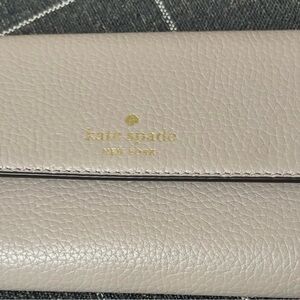 kate spade Cream Wallet with Gold Accents